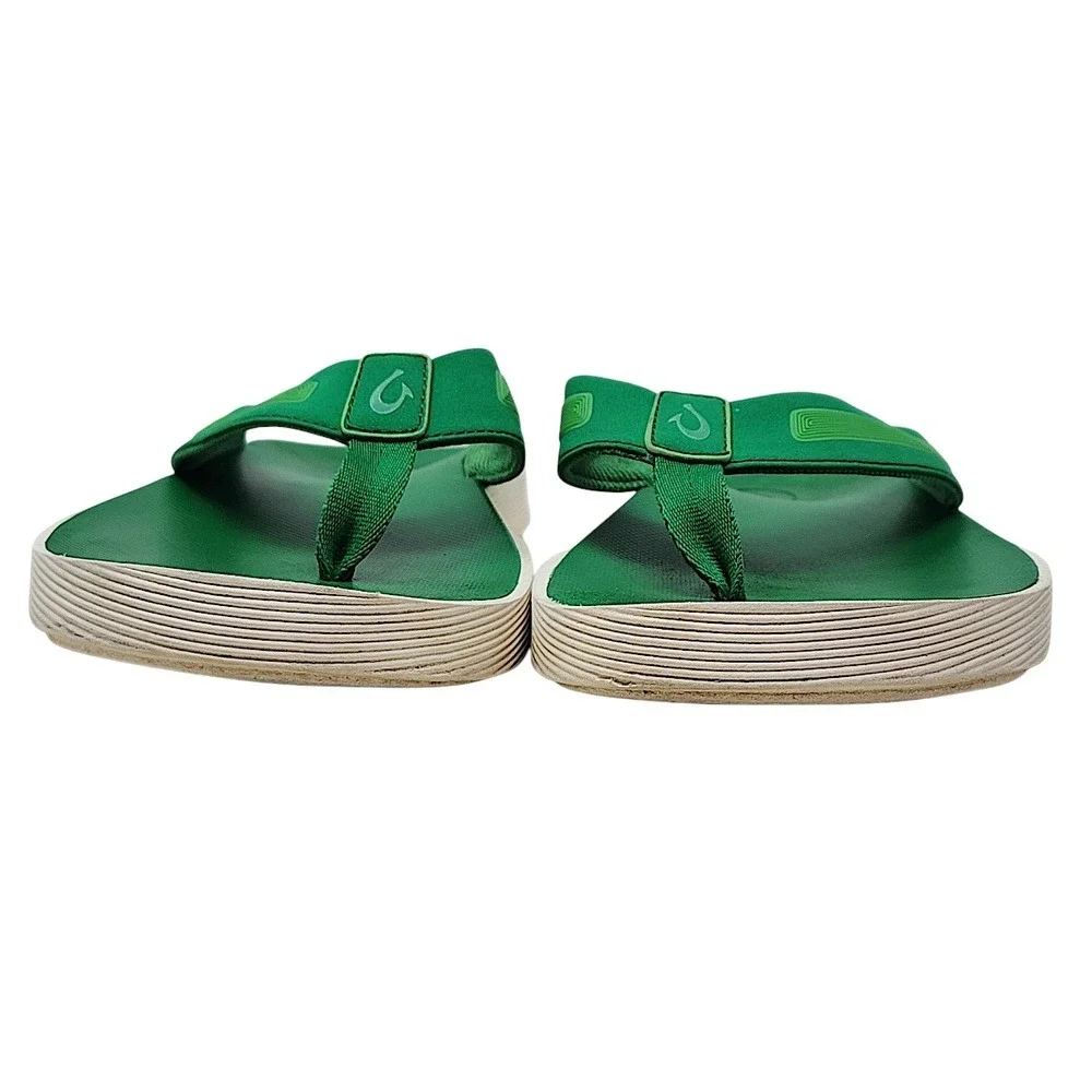OluKai Leeward Flip Flops 9 Men Green Synthetic Beach Surf Sandal Aloha Hawaiian